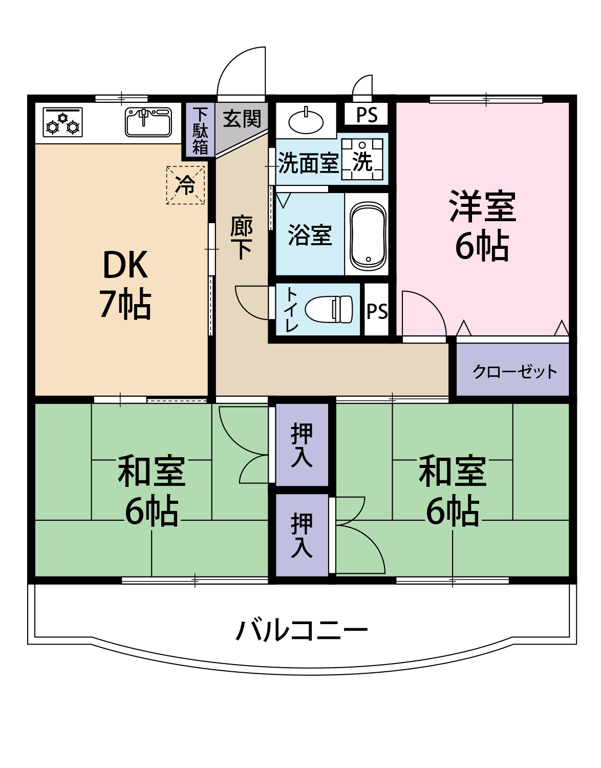 鹿児島市向陽のマンションの間取り