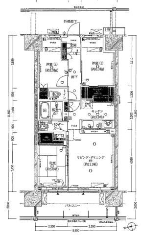 足立区新田のマンションの間取り