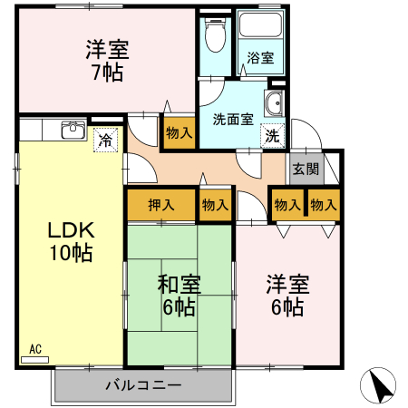 府中市中須町のアパートの間取り