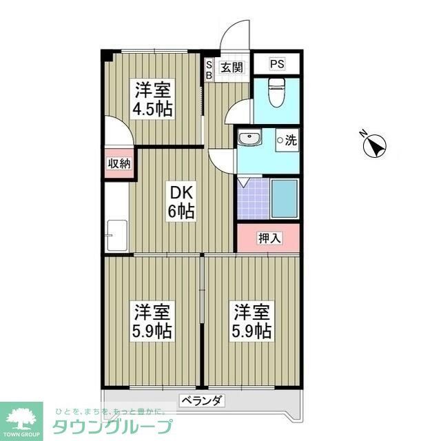 松戸市二十世紀が丘萩町のマンションの間取り