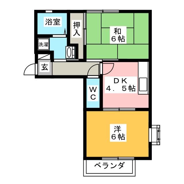 小田原市飯田岡のアパートの間取り