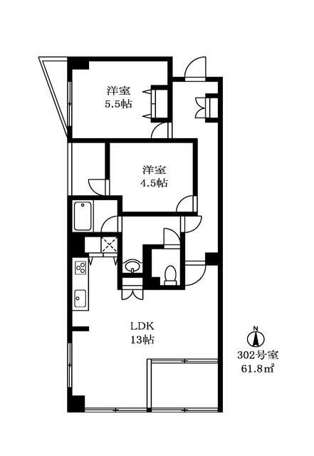 フラッツ下馬Ａ棟の間取り