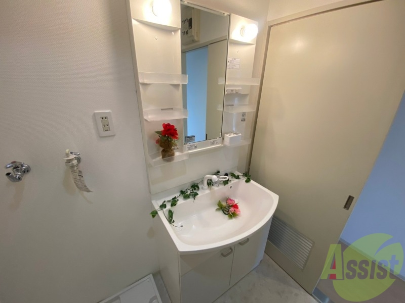 洗面設備　独立洗面台です。大きくてよいですね。シャンプーもできます。