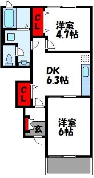 ミルデハイム Bの間取り写真
