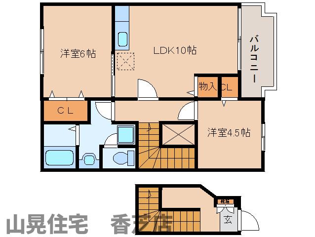 香芝市関屋のアパートの間取り