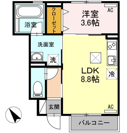 愛知県東海市中央町７（アパート）の賃貸物件の間取り