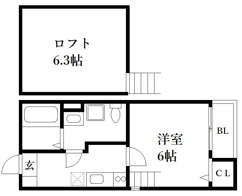 福岡市博多区光丘町のアパートの間取り