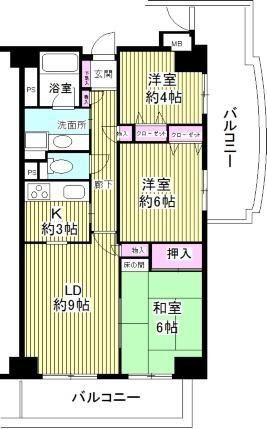 【船橋市中野木のマンションの間取り】