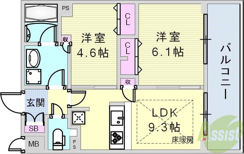 プレサンスTHE神戸の間取り