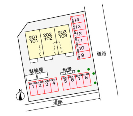 【境港市中野町のアパートの駐車場】