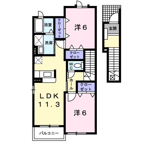 鴻巣市北根のアパートの間取り