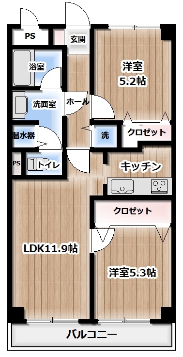 大森北一ハイツの間取り