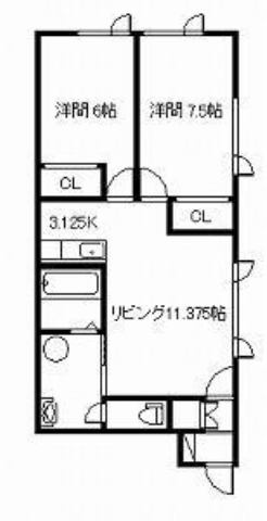 上川郡東神楽町ひじり野北一条のアパートの間取り