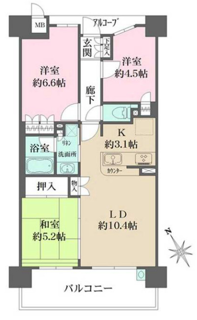 八尾市安中町のマンションの間取り