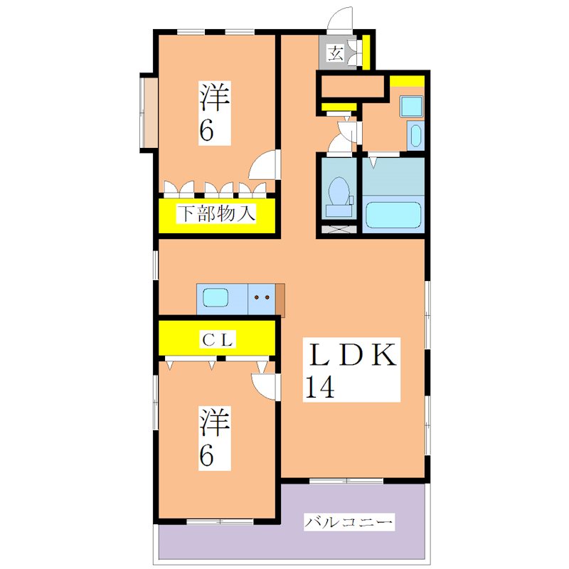 鹿児島市小原町のマンションの間取り