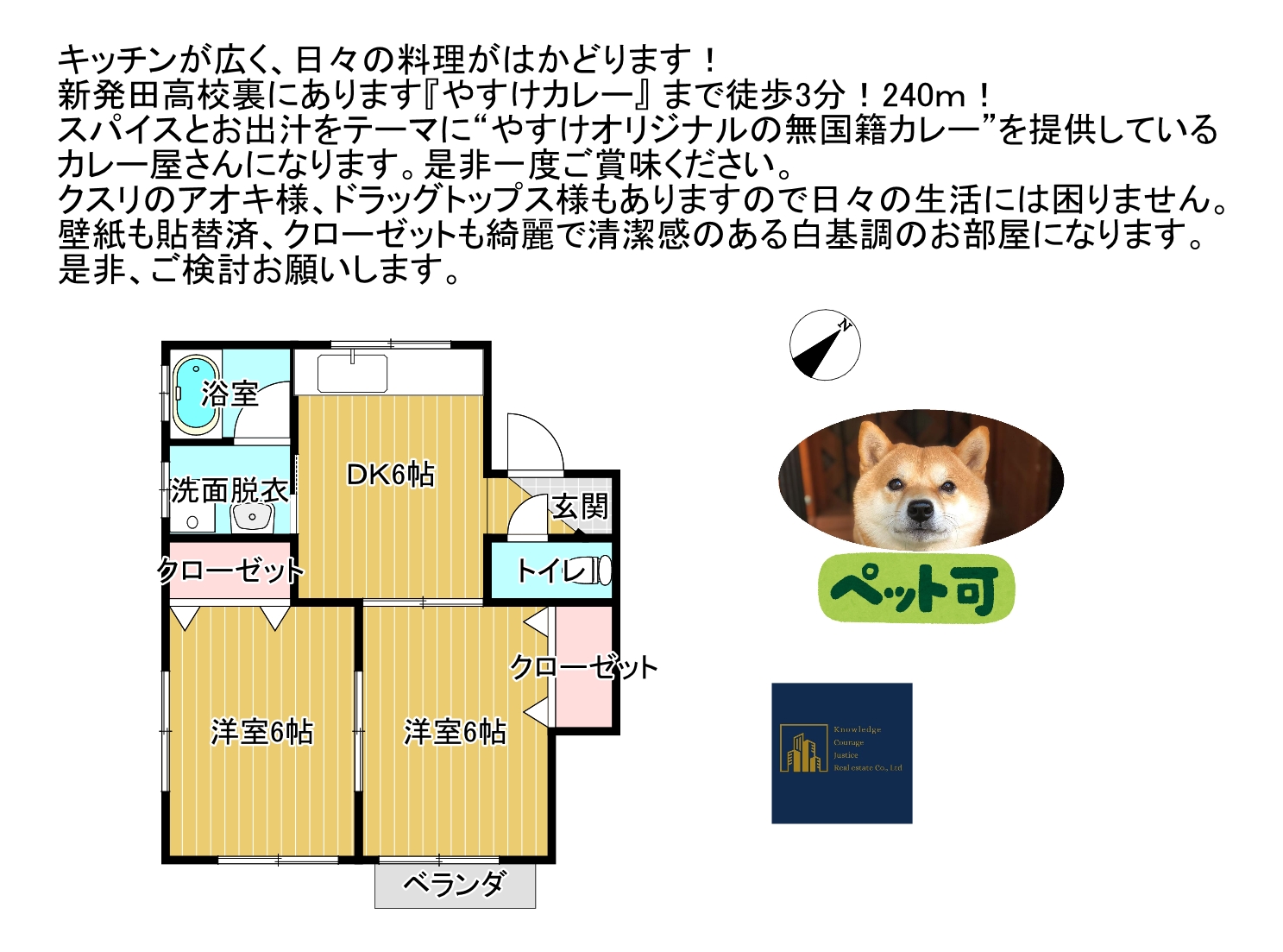 ハイツYANAKEN　新発田市豊町1-11-10の間取り