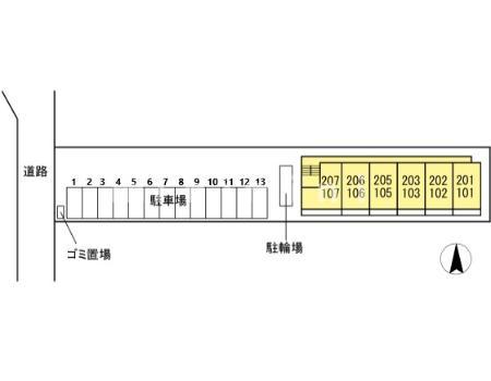 【熊本市南区近見のアパートの駐車場】