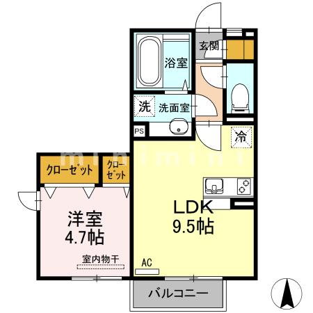 熊本市南区近見のアパートの間取り