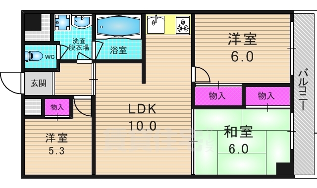 京都市伏見区竹田段川原町のマンションの間取り