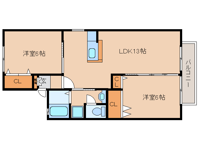 北葛城郡広陵町大字大塚のアパートの間取り