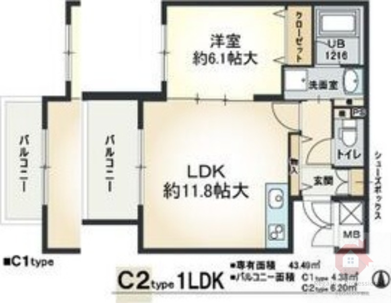 【大阪市住吉区遠里小野のマンションの間取り】