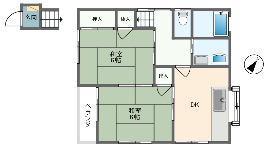 静岡市駿河区中田のアパートの間取り