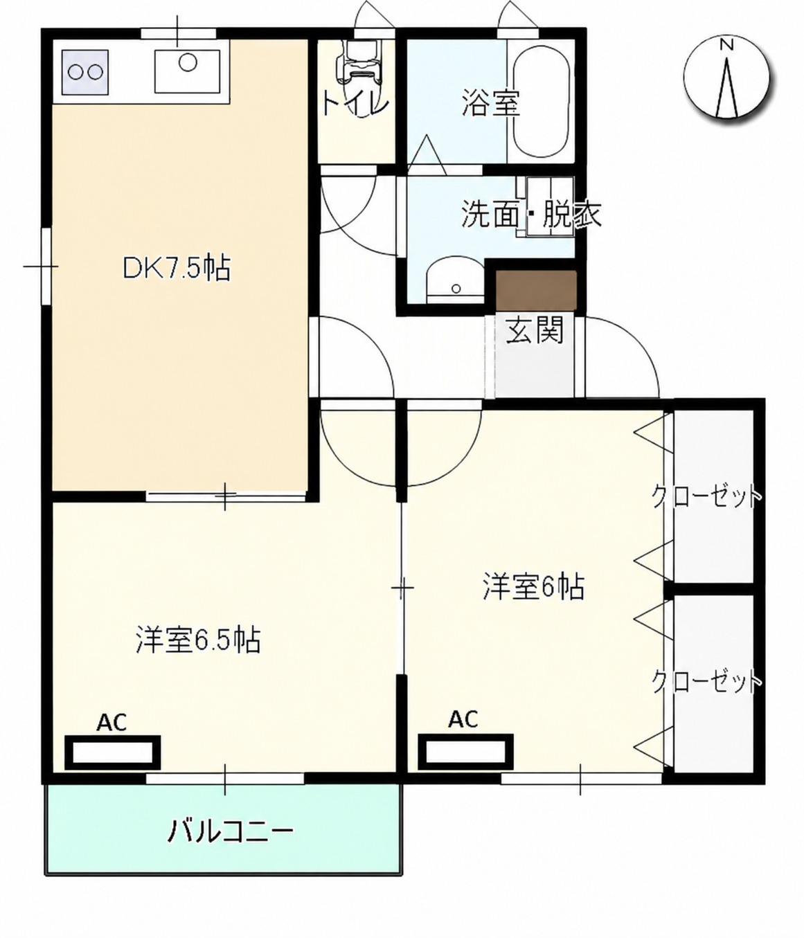 2DK Apartment in Kita-ku, Okayama, Okayama — photo 2 of 3