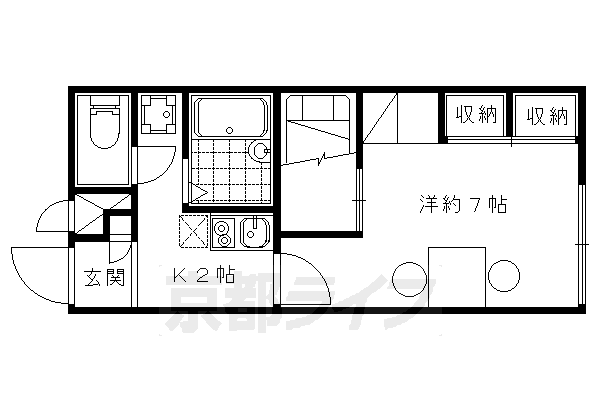 京都市山科区厨子奥若林町のアパートの間取り