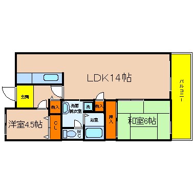 神戸市中央区港島中町のマンションの間取り