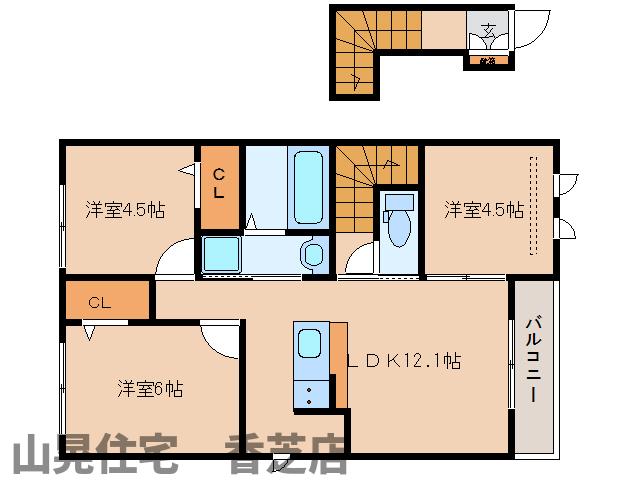 葛城市當麻のアパートの間取り