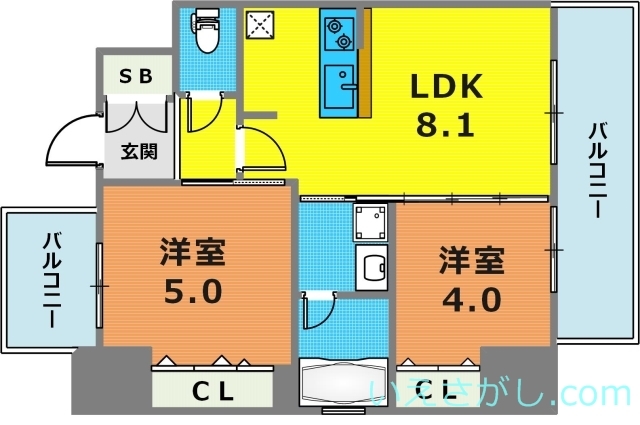 エステムプラザ神戸三宮ルクシアの間取り