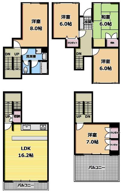 横浜市港北区篠原台町のマンションの間取り