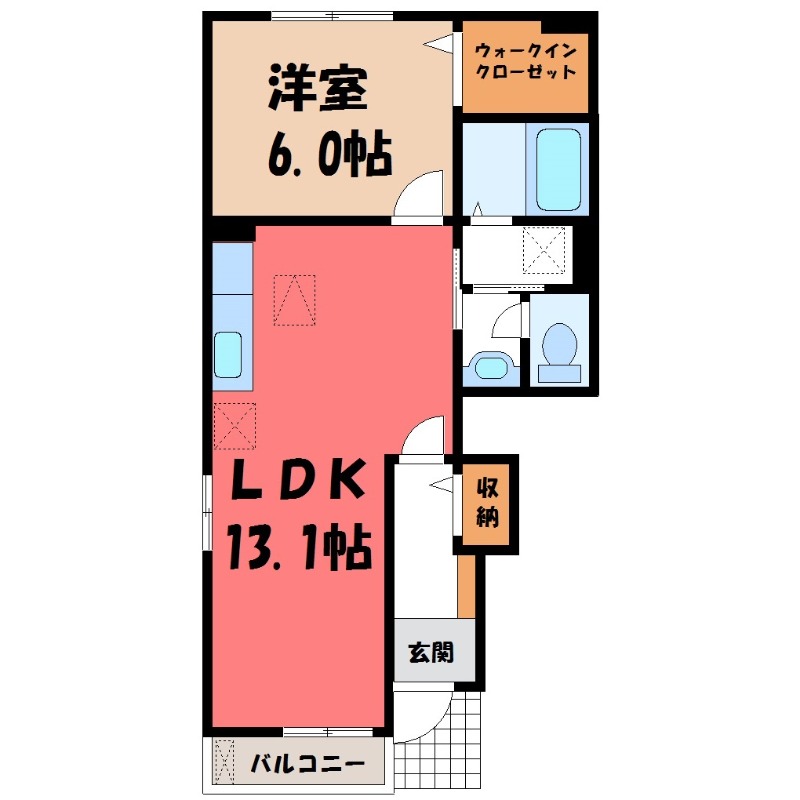 【太田市大原町のアパートの間取り】