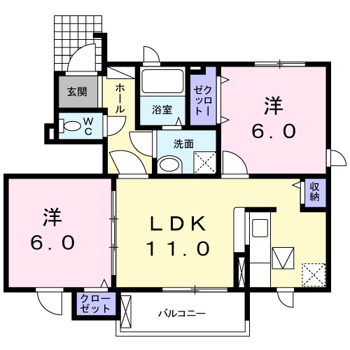 大府市横根町のアパートの間取り