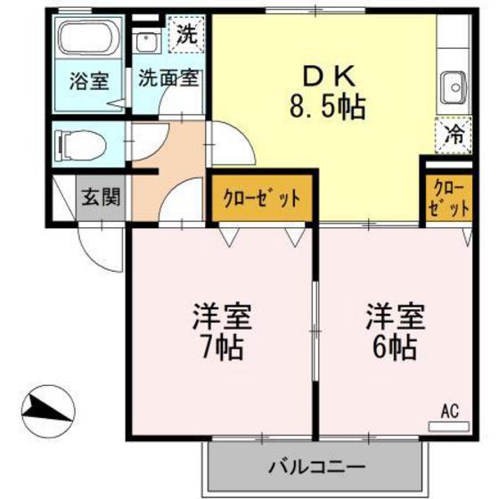 広島市佐伯区利松のアパートの間取り