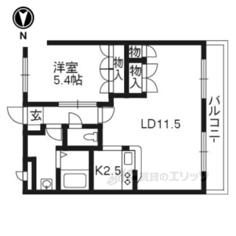 綴喜郡井手町大字井手のマンションの間取り