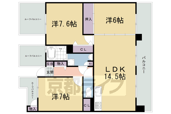 宇治市小倉町のマンションの間取り