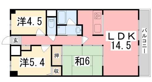 手柄アートスカイハイツの間取り