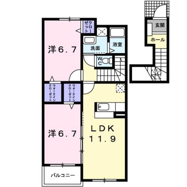 甲府市和戸町のアパートの間取り