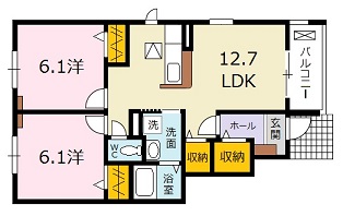 広島市安佐北区可部南のアパートの間取り