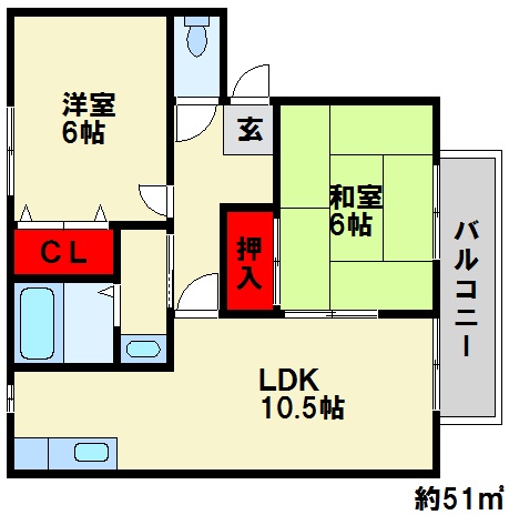 春日市大土居のアパートの間取り