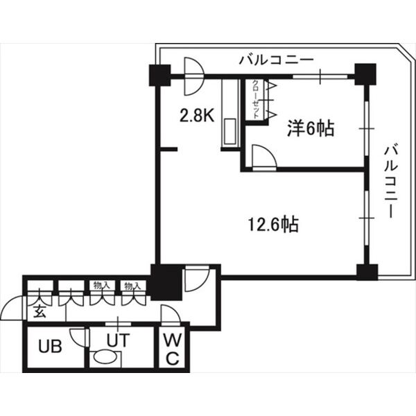 札幌市中央区南九条西のマンションの間取り