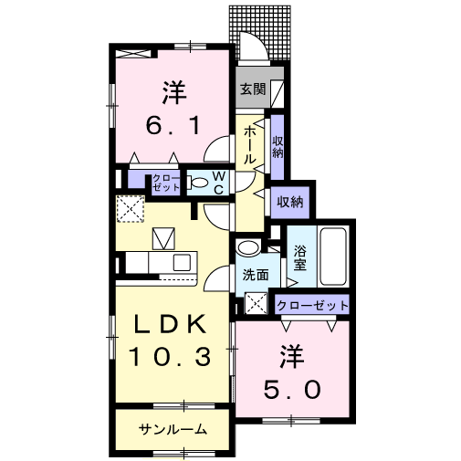 東岐波アパートＣの間取り