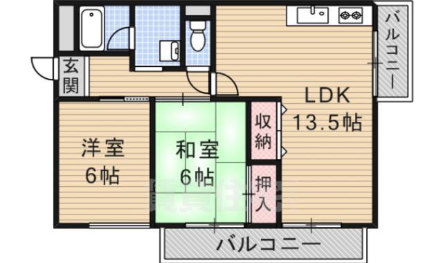 茨木市沢良宜浜のマンションの間取り