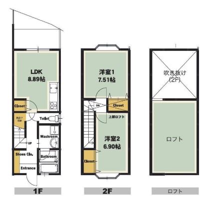 福岡市東区名島のアパートの間取り