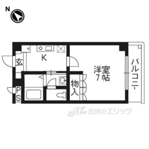 京田辺市三山木高飛のマンションの間取り