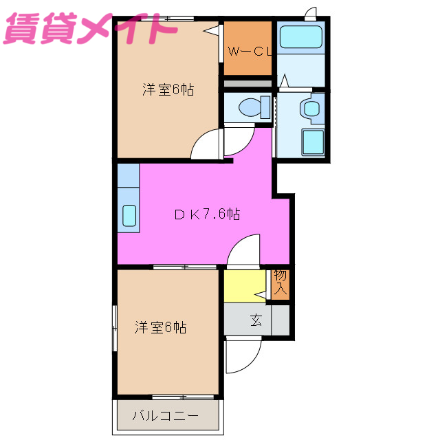 伊勢市二見町西のアパートの間取り