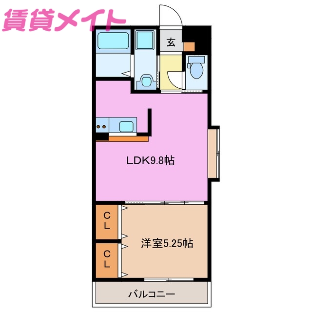 津市白塚町のマンションの間取り