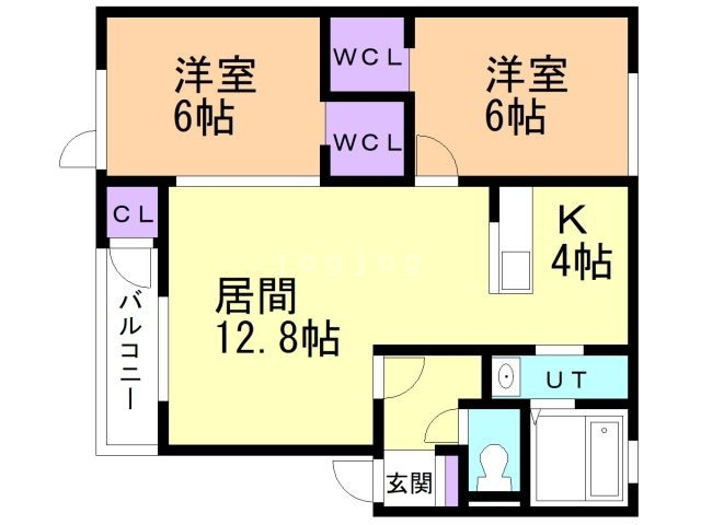 札幌市西区八軒十条西のアパートの間取り