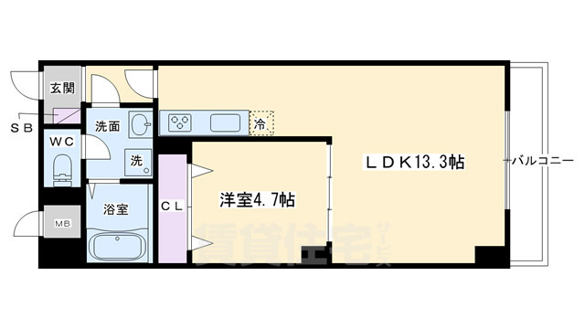 京都市南区上鳥羽堀子町のマンションの間取り